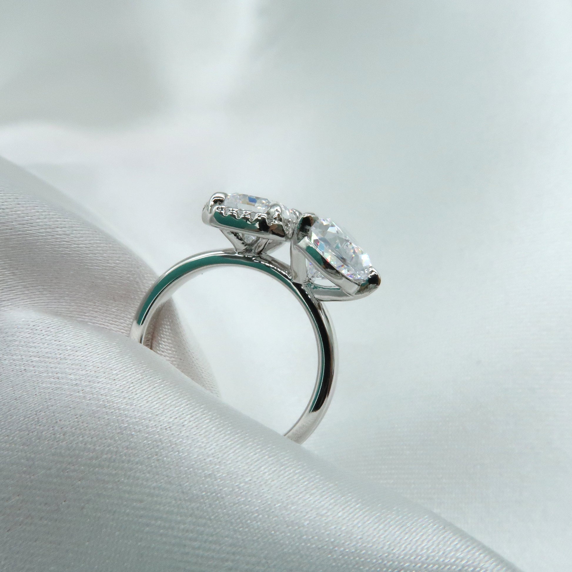 3 Carat Toi et Moi Pear & Emerald Cut Diamond Ring - Lush and Company