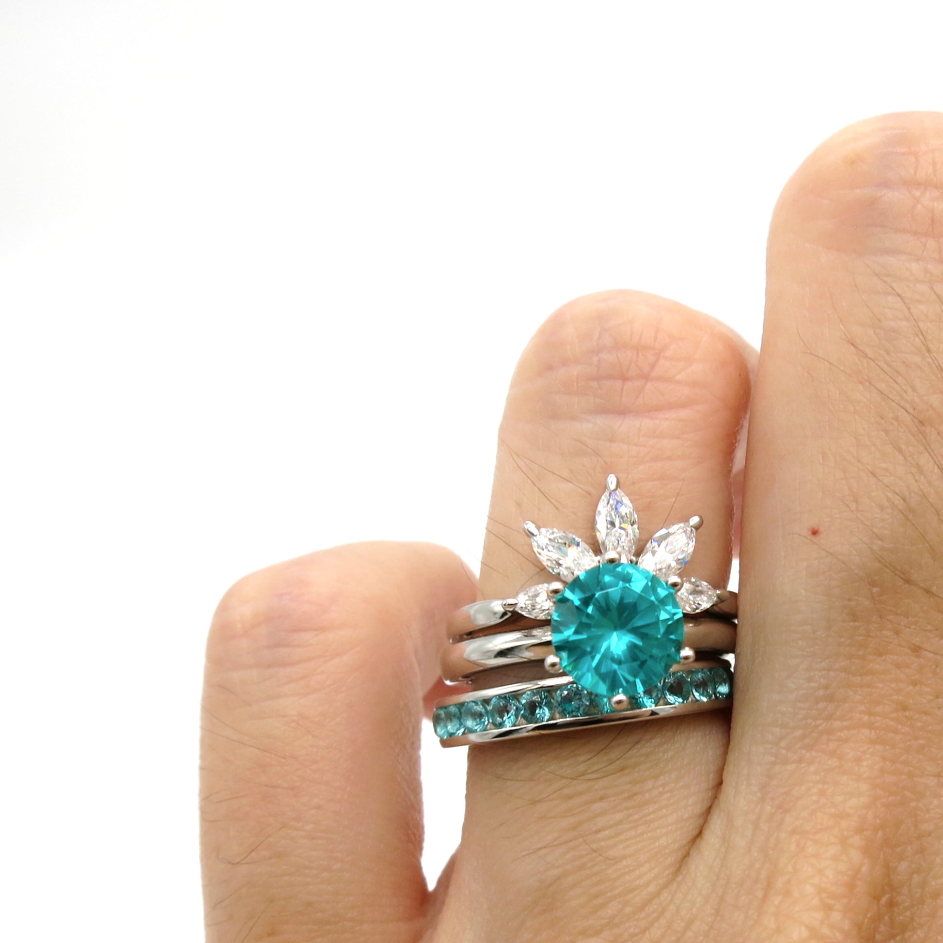 Erica Ring: Three Quarter Paraiba Tourmaline Eternity Ring - Lush and Company