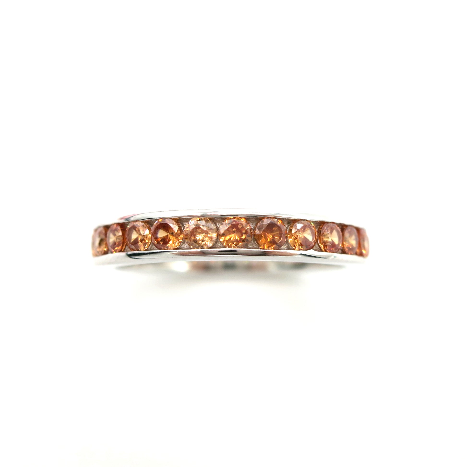 Erica Ring: Three Quarter Orange Sapphire Eternity Ring - Lush and Company