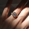 Rumi: 4 Carat Emerald Cut Diamond Three Stone Ring - Lush and Company