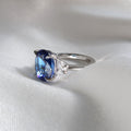 Evelina: 2.5 Carat Oval Sapphire Three Stone Ring - Lush and Company