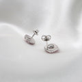 Zara: Cushion Double Halo Diamond Cluster Stud Earrings - Lush and Company