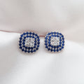 Zara: Cushion Double Halo Diamond Cluster Stud Earrings - Lush and Company