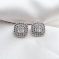 Zara: Cushion Double Halo Diamond Cluster Stud Earrings - Lush and Company