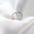 Libra Ring: Half and Half Diamond and Emerald Eternity Band - Lush and Company