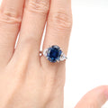 Evelina: 2.5 Carat Oval Sapphire Three Stone Ring - Lush and Company