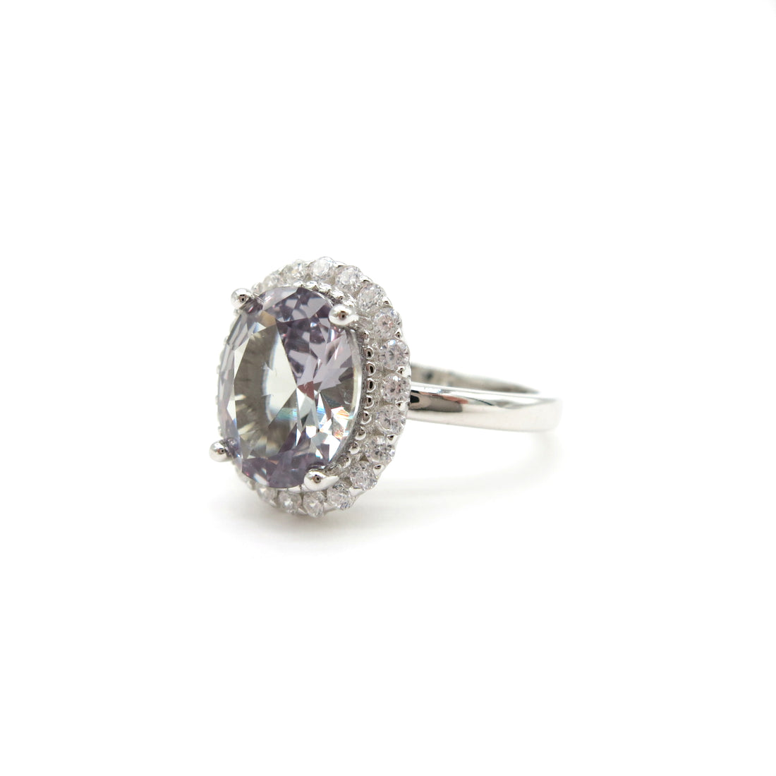 2.5 Carat Oval Alexandrite Halo Diamond Ring - Lush and Company