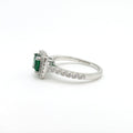 Emerald Ring 18K White Gold Halo Engagement Ring - Lush and Company