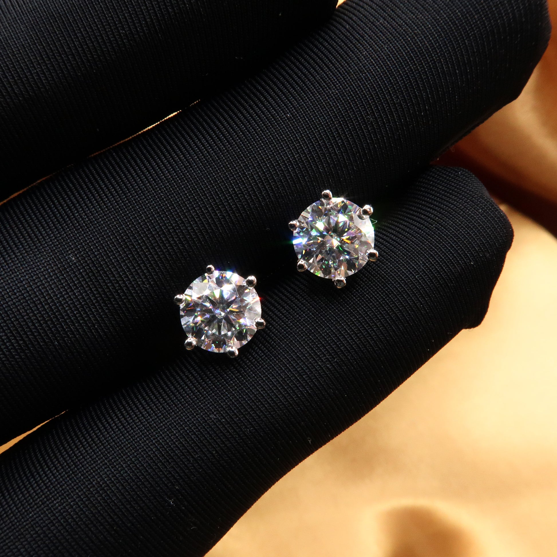 1 Carat Six Prong Round Diamond Stud Earrings - Lush and Company