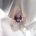 Ella Ring: 2 Carat Oval Kunzite Three Stone Ring - Lush and Company