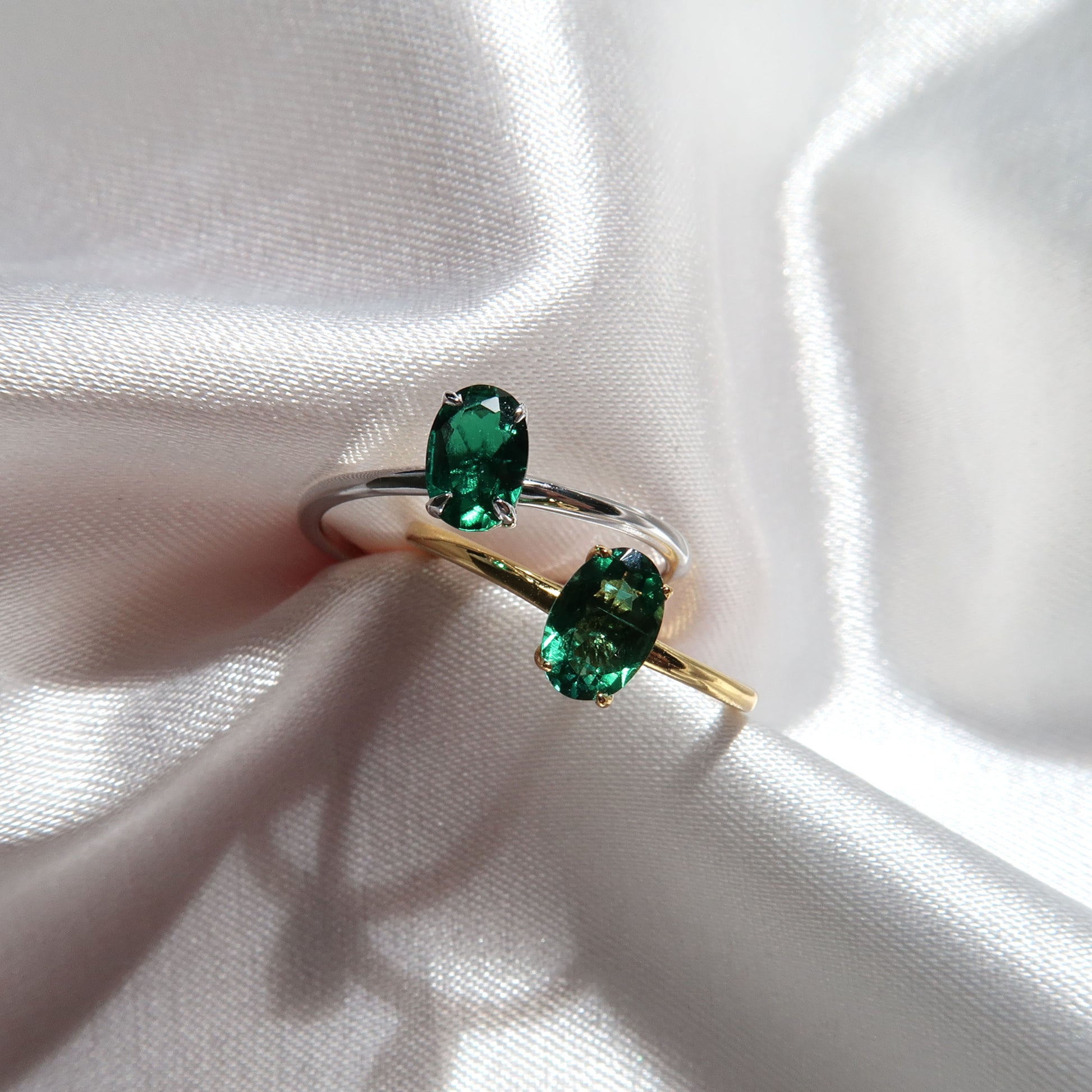 Emerald Ring 18K White Gold Minimalist Ring Stacking Ring Promise Ring Luxury Ring Dainty Ring - Lush and Company