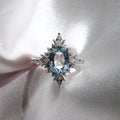 1.25 Carat Oval Blue Topaz Art Deco Style 18K White Gold Engagement Ring - Lush and Company