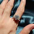 1 Carat Round Diamond Ring 18K White Gold Star Halo Triangle Nesting Ring - Lush and Company