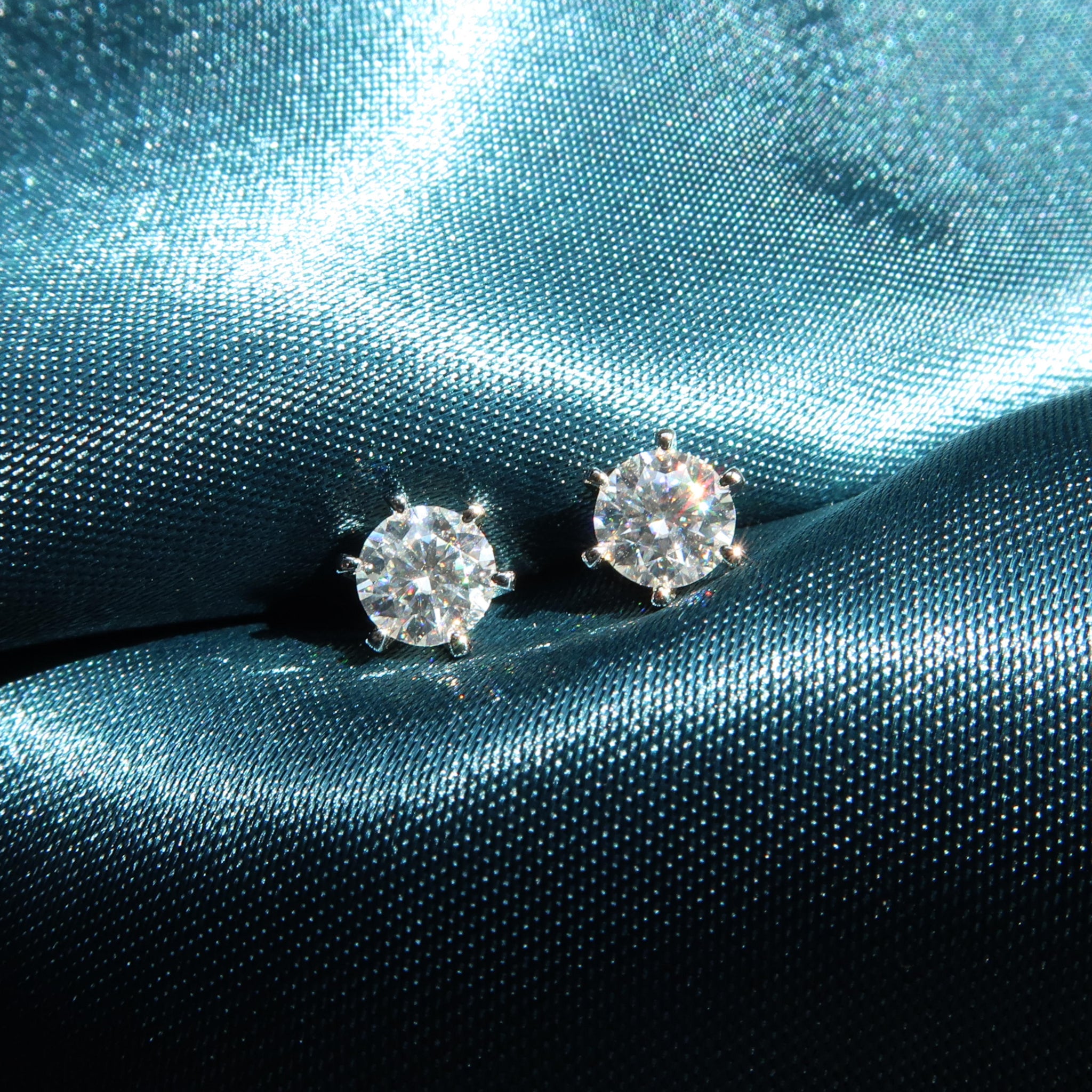 0.5 Carat Six Prong Round Diamond 18K White Gold Stud Earrings - Lush and Company