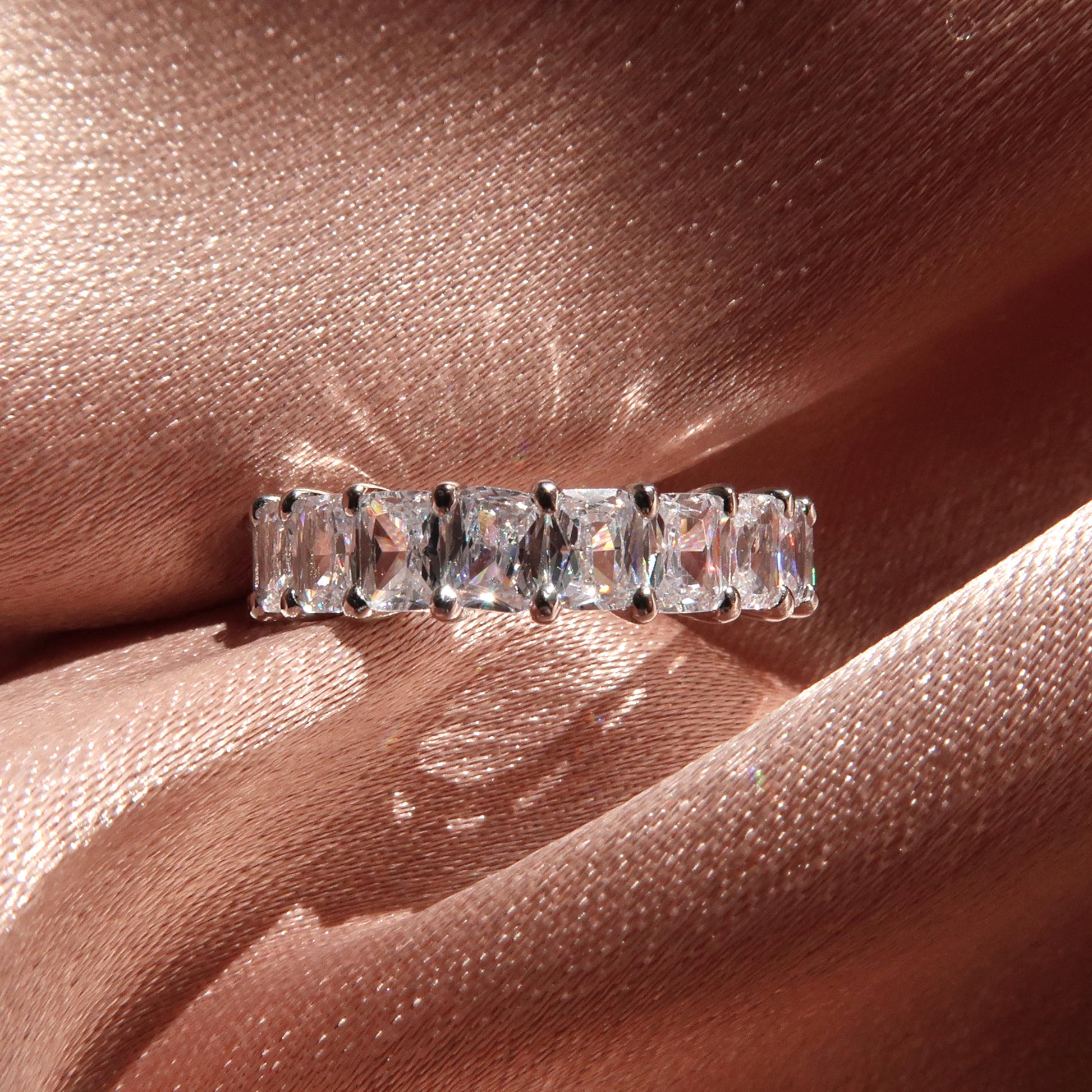 Ria: Baguette Wedding Band Half Eternity Diamond Ring - Lush and Company