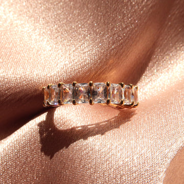 Ria: Baguette Wedding Band Half Eternity Diamond Ring - Lush and Company